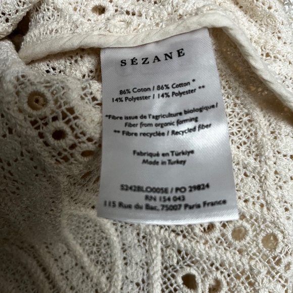 Sezane Jesse Blouse Ecru Guipure Lace - Size 14 - Picture 3 of 4